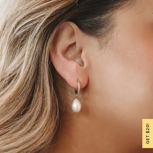 Divine Connection 14KT Gold Pearl Mini Hoop Earrings